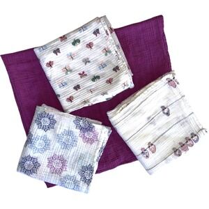 Aden Anais Swaddle Blanket Lot Girl 4pc Purple Butterfly Bird Cotton Mandala